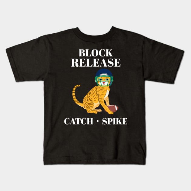 Block Release Catch Spike Cat Design Kids T-Shirt by mikels